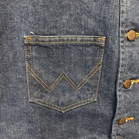 Vtg Wrangler Mens Sz Lg Blue Denim Vest Western Rodeo Cowboy Style Chest 44” - Picture 2 of 6